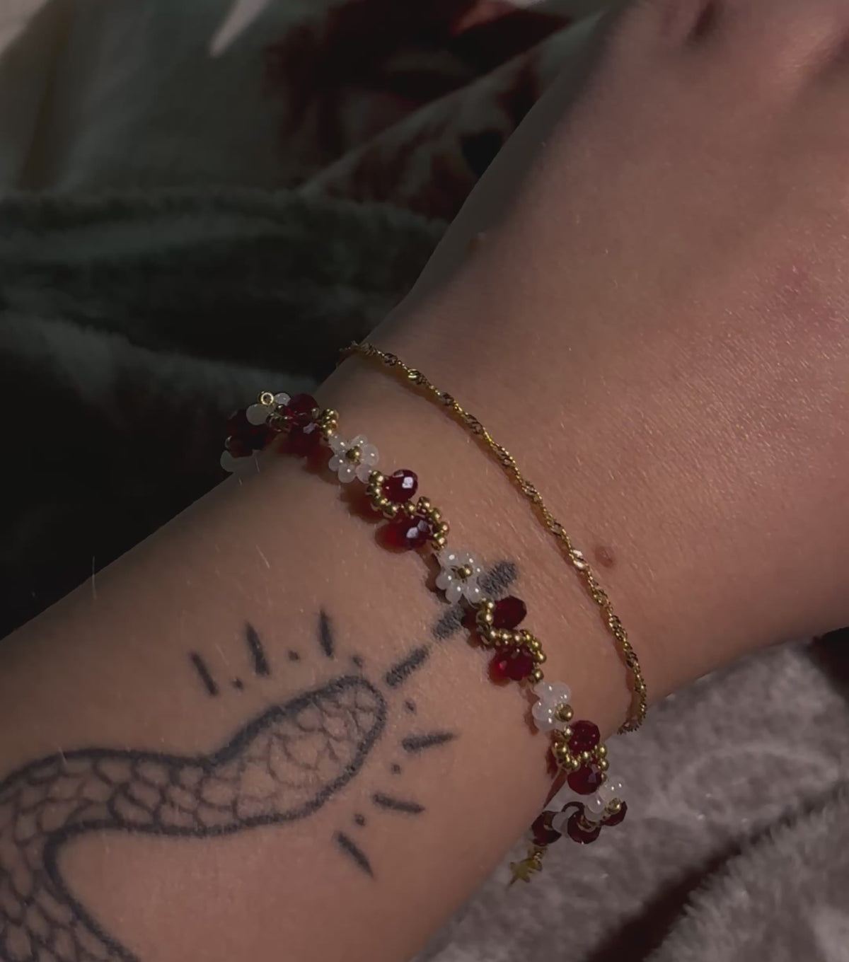 ferrari red flower bracelet
